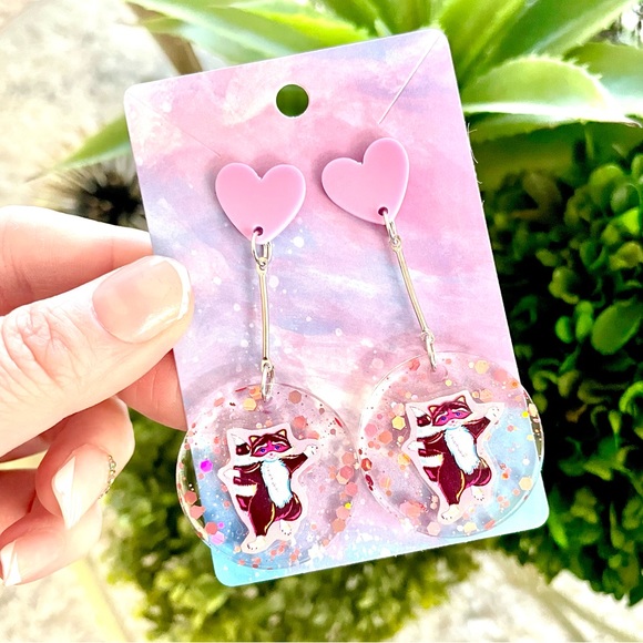 Lisa Frank Raccoon Acrylic Sticker Earrings - Picture 3 of 7